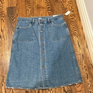 Old Navy Aline Midi Button Down Blue Jean Skirt